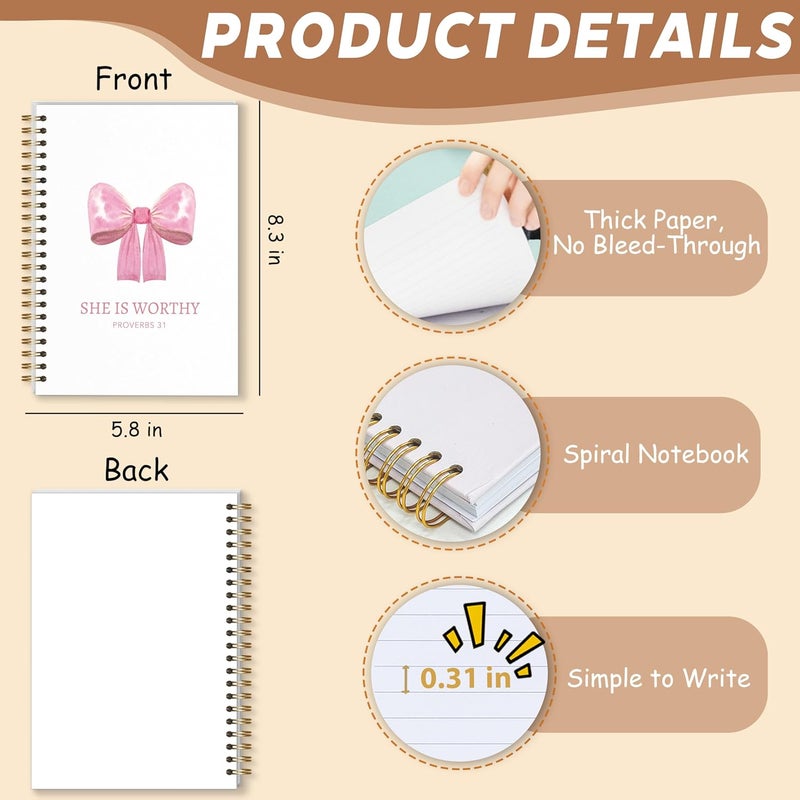 KIDEAR Christian Journal for Women, Prayer Notebook for Bible Study Notes,Cute Pink Bow Faith Journal,Coquette Preppy Christian Gifts for Teen Girls,Church Note Bible Study Supplies - A07 - Image 2